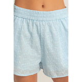 Eyelet Elastic Shorts With Pockets