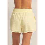 Eyelet Elastic Shorts With Pockets