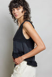 Sleeveless contrast thermal cropped babydoll top