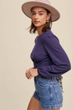 Floral Back Tie Ribbed Crop Top