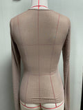 Sheer Long-Sleeve Slim Fit Top