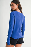 8414IN Thermal Knit Lettuce Edge Long Sleeve Top