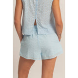 Eyelet Elastic Shorts With Pockets
