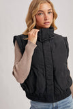 BOMBER STYLE PUFFER VEST WITH POCKETS