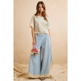 WIDE LEG CROCHET LACE WITH TULIP HEM JEANS