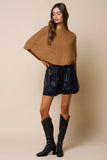 Ribbed Knit Round Neck Poncho
