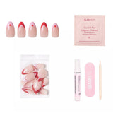 Pure Hearted Press-On Nails | Short Almond | Pink Red Hearts