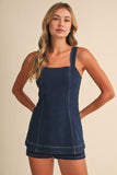 IR2520 SQUARE NECK LINE DENIM ROMPER