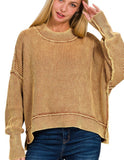 Deep Camel Oversized Cropped Sweater