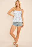 Floral Stripe Ruched Cami Top