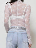 Lux Layering Floral Lace See Through Mesh Top Blouse