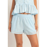 Eyelet Elastic Shorts With Pockets