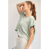 STRIPED FRENCH TERRY OPEN BACK TOP