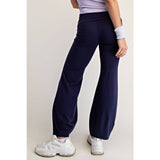 COTTON LYCRA BUBBLED FLARE PANTS