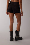 SUEDE STUDDED DETAIL ASYMMETRIC WRAPPED MINI SKORT
