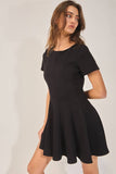 D4338 Seamed A-Line Flare Solid Mini Dress