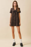 CD05553-Leopard Wash Oversized Sailor Collar Tied Dress