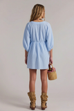 D4389 V-neck Lantern Sleeve Babydoll Dress