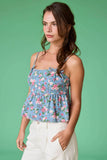 PT50197-2 - Audrey Printed Denim Bow Top