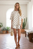 Polka Dot Relaxed Fit Heavy Scuba Top and Shorts Set