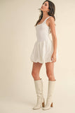 BUBBLE HEM MIXED MEDIA MINI DRESS