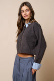 Stripe Trim Button Down Sweater Cardigan
