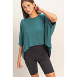 Relaxed High-Low Batwing Sleeve Top