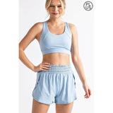PLUS SIZE BUTTER FABRIC TRACK SHORTS