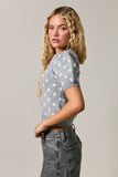 PUFF SHORT SLEEVE POLKA DOT CARDIGAN