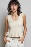 Sleeveless V neck star patch on side knit top