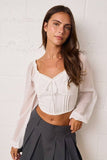 Romantic Sheer Sleeve Top With Sweetheart Neckline