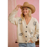 HALLOWEEN GHOST PUMPKIN BUTTON CARDIGAN