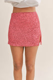 S1167 MINI SEQUIN SKIRT WITH SMALL LEFT SIDE FRONT SLIT