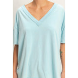 Washed V-Neck Oversized Tee
