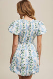 Floral Puff Sleeve Smocked Dress