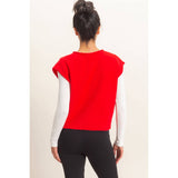 Rolled Edge Button Front Sweater Vest