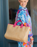 Missy Tote Natural Hot Pink