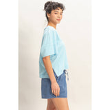 Oversized V-Neck Short Sleeve Top