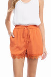 Lace Trim Tie Waist Shorts