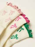 Bow Ruffle Grip Sock [Soft Pink], Pilates Socks