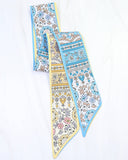 Eliza Reversible Flower Skinny Scarf Blue Yellow