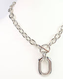 Francey Gold Oval Pendant Necklace Silver