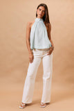 BOW DETAIL HALTER NECK FLARE TOP
