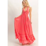 Halter Neck Smocked Maxi Dress
