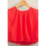 Bubble Hem Cotton Eyelet Sleeveless Top