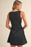 ID10174-A SLEEVELESS WOVEN MINI DRESS WITH SIDE PLEAT DETAIL