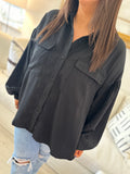 Black Oversized Button Up