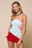 Floral Print Asymmetrical Strapless Tube Top