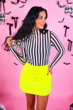 Keigan Mesh Top- Black/White Stripes