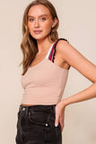 Ruffle Strap Crop Tank Top